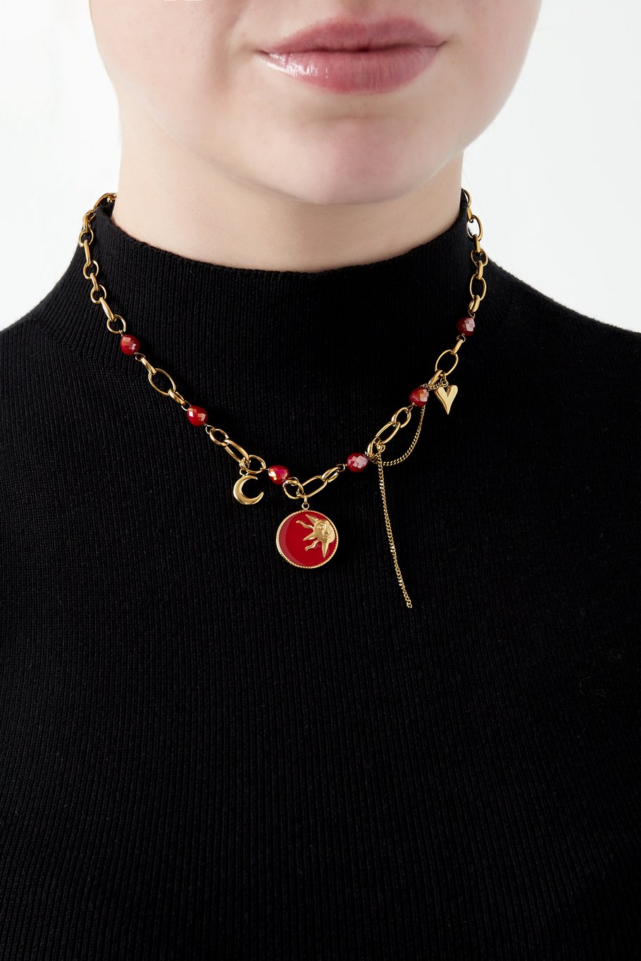 Halskette mit Charm „Solar Nights“ – Farbe Schwarzgold Bild3